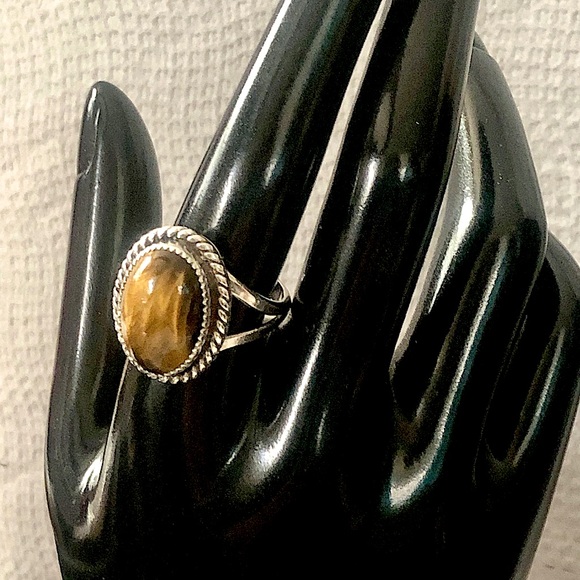 Native American Tigers Eye Sterling Silver Ring Sz 10-1/2 - Picture 14 of 17